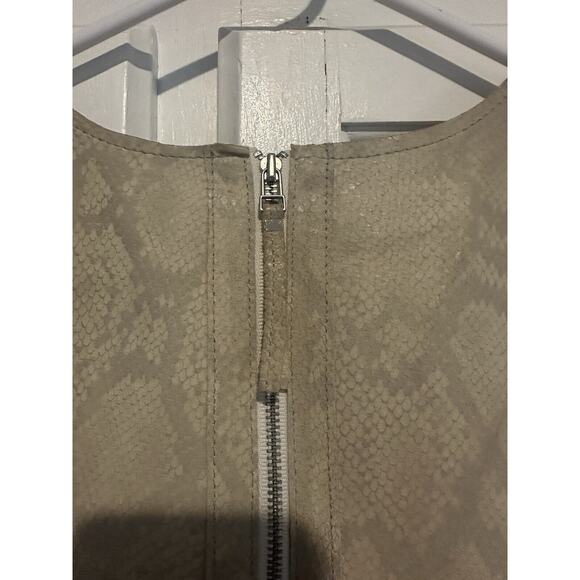 NWT Rebecca Taylor Size 8 100% Pig Leather Python Print Dress Cream Party - Picture 11 of 16